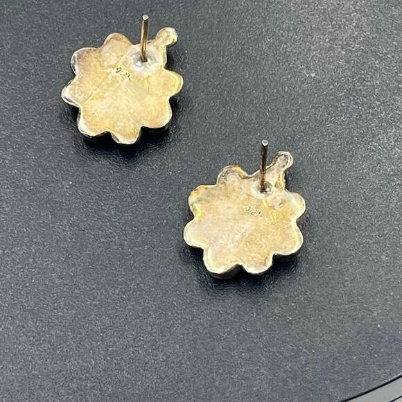 Sterling Silver 5mm Bezel Cultured Gray Pearls Ball Beads Cluster Stud Earrings - Picture 3 of 7